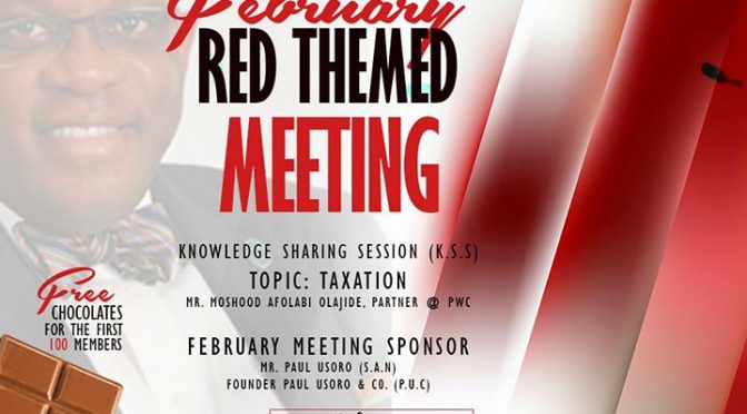 NBA Lagos holds a Red Themed meeting on the 12th of Feb-Paul Usoro sponsors again