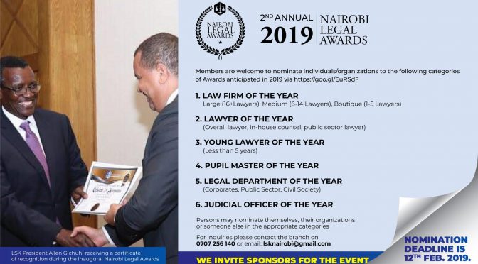 Nairobi Legal awards to hold on the 25th of April