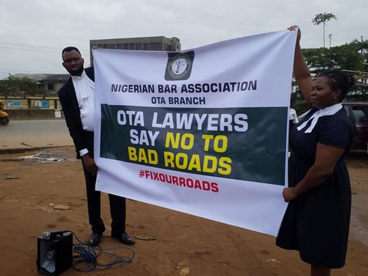 Pictures-NBA Ota begins protest against bad roads